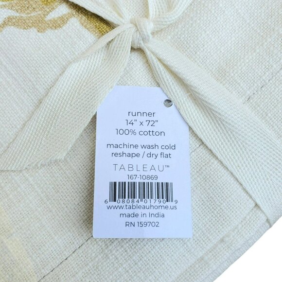 New Holiday Forest Table Runner Linen Christmas Gold Tree Glitter Tableau 14x72 - Picture 2 of 7